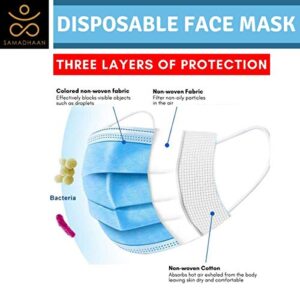 Samadhaan Face Mask, Non Woven Thick 3-Layer Breathable Face Masks with Adjustable Earloop, Mouth and Nose Protection Dust face Mask Disposable (Pack of 50)