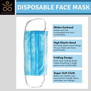 Samadhaan Face Mask, Non Woven Thick 3-Layer Breathable Face Masks with Adjustable Earloop, Mouth and Nose Protection Dust face Mask Disposable (Pack of 50)