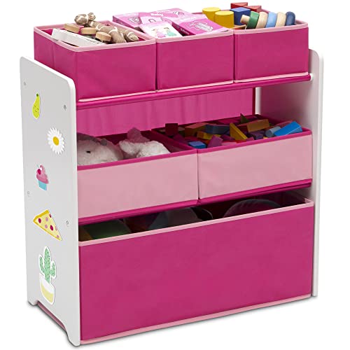 Delta Children Design and Store 6 Bin Toy Organizer, White/Pink