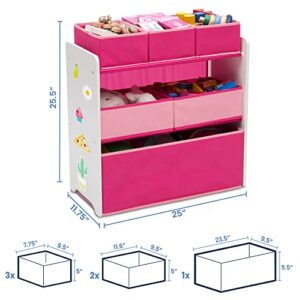 Delta Children Design and Store 6 Bin Toy Organizer, White/Pink