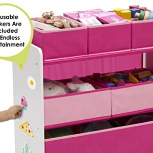 Delta Children Design and Store 6 Bin Toy Organizer, White/Pink