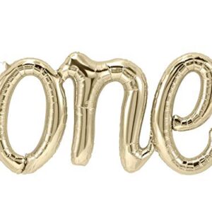 Longfun One Balloon (White Gold) One Balloon Banner One Script Balloon Garland White Gold First Birthday Party Decorations First Birthday Party Supplies