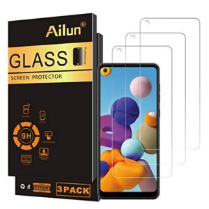 ailun glass screen protector for galaxy a21s 3pack tempered glass for samsung galaxy a21s 0.33mm ultra clear anti-scratch case friendly