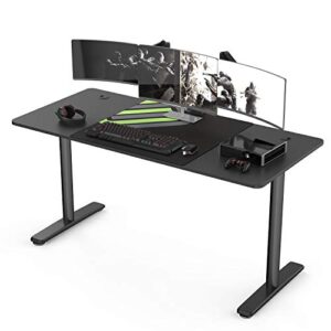 it's_organized gaming desk,60 inches large gaming computer desk pc gaming table desk laptop workstation,free mouse pad for home office gaming,black