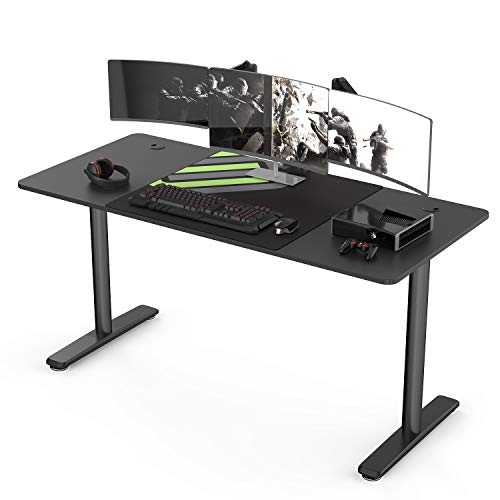 It's_Organized Gaming Desk,60 Inches Large Gaming Computer Desk PC Gaming Table Desk Laptop Workstation,Free Mouse Pad for Home Office Gaming,Black