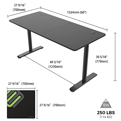 It's_Organized Gaming Desk,60 Inches Large Gaming Computer Desk PC Gaming Table Desk Laptop Workstation,Free Mouse Pad for Home Office Gaming,Black