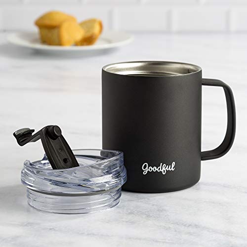 Goodful Travel Mug, Stainless Steel Insulated, Double Wall Vacuum Sealed Coffee Cup with Leak Proof Lid, 14 Ounce, Gray