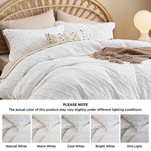 Bedsure Duvet Cover Queen Size - Queen Duvet Cover Set, Boho Bedding Queen for All Seasons, 3 Pieces Embroidery Shabby Chic Spring Bedding Duvet Covers (White, Queen, 90x90)