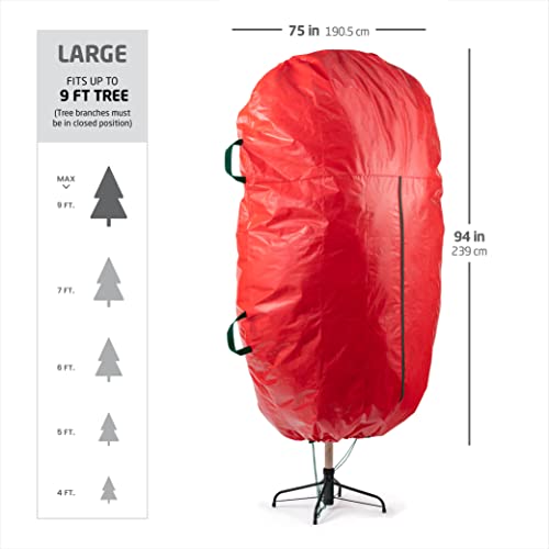 Zober Upright Tree Storage Bag for Christmas Trees of 9ft. Tall, Tree Bag Is Tear Proof Polyethylene; Comes With Drawstring Hem, Zipper, And Carry Handles, Waterproof Material Protects From Dust & Moisture