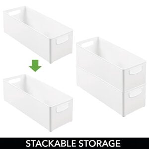 mDesign Plastic Video Game Organizer - Game Storage Holder Bin with Handles for Media Console Stand, Closet Shelf, Tower, and Bookshelves - Holds Disc, Video Games, Head Sets - 2 Pack - White