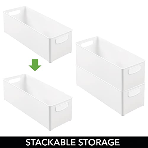 mDesign Plastic Video Game Organizer - Game Storage Holder Bin with Handles for Media Console Stand, Closet Shelf, Tower, and Bookshelves - Holds Disc, Video Games, Head Sets - 2 Pack - White