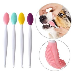 antoll pets silicone soft head dog cat with toothbrush dog cat teeth cleaning health care（4-parks）