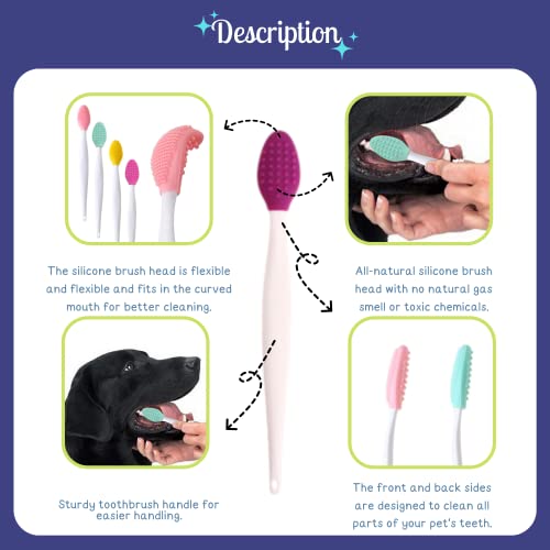 ANTOLL Pets Silicone Soft Head Dog cat with Toothbrush Dog cat Teeth Cleaning Health Care（4-Parks）