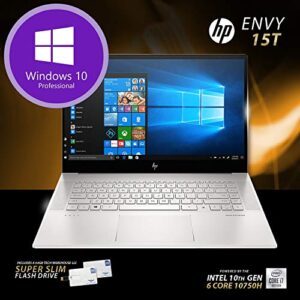 HP Envy 15T 2020 i7-10750H 10th Gen Hexacore CPU,16GB RAM,1TB SSD, GTX 1650Ti 4GB Nvidia Graphics,Wi-Fi 6,Win 10 Pro, USB C, HDMI, 15.6" FHD Non-Touch Version, Silver, 64GB Tech Warehouse Flash Drive