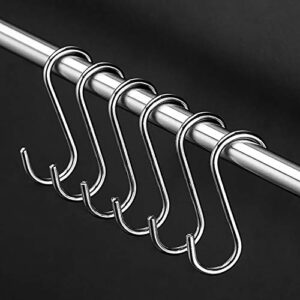 100 Pack 2.75 Inch S Hooks Stainless Steel S Shaped Hooks Heavy Duty S Hooks for Hanging Pans and Pots, Coffee Cups, Clothes, Plant, Silver