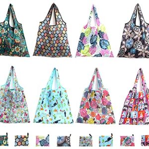 Grocery Bags Reusable Foldable 8 Pack Shopping Bags Large Capacity Cloth Tote Bags Durable and Machine Washable