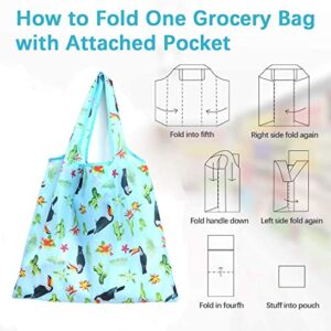 Grocery Bags Reusable Foldable 8 Pack Shopping Bags Large Capacity Cloth Tote Bags Durable and Machine Washable