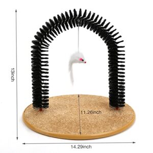Cat Scratcher,Cat Arch Self Groomer for Indoor Cats,Cat Scratching Post,Pet Face Head Self Grooming Brush,Kitten Hair Massaging Rubbing Brush for Shedding with Bristle & Interactive Hanging Toy