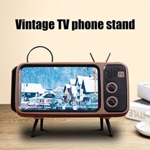hudiemm0B Phone Holder for Desk, Portable Universal Retro Tv Desktop Mobile Phone Holder Cute Phone Stand for 4.7-5.5 inches Smartphone, Retro Phone Stand for Home, Bedroom, Office, Kitchen