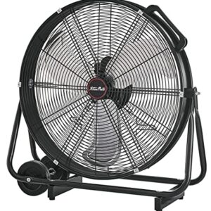 XtremepowerUS 24" Industrial Fan High-Velocity Flow Floor Fan Rolling Drum Shop Fan Garage Adjustable Speed With Wheel, Black