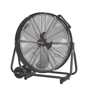 XtremepowerUS 24" Industrial Fan High-Velocity Flow Floor Fan Rolling Drum Shop Fan Garage Adjustable Speed With Wheel, Black