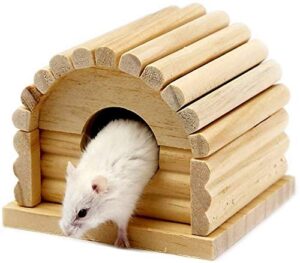 hamster wood ladder swing seesaw toy for cage excise gift small pet dwarf rat mouse gerbil chinchilla guinea pig (house 1 pack)