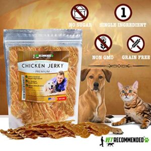 Vet Recommended Premium Chicken Jerky for Dogs - Giant 8oz Bag | All Natural Dog Treats - Single Ingredient - No Fillers or Preservatives - Whole Dehydrated Chicken; Not Formed - Made in USA