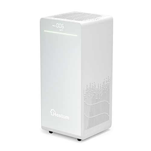 Hepa Air Purifiers for Home Large Room 1500 Sq.Ft, Hestom H13 whole Home Air Purifier, Quiet Room Air Filters for Pet, Auto Mode, Speed Control, Sleep Mode, AQI Display,White