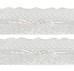 HOME-X Clear Glass Relish or Cracker Tray, Crystal Serving Tray – Set of 2, 11 ¾” L x 2 ½” W x 1 ½” H