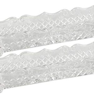 HOME-X Clear Glass Relish or Cracker Tray, Crystal Serving Tray – Set of 2, 11 ¾” L x 2 ½” W x 1 ½” H