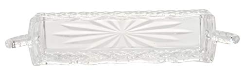 HOME-X Clear Glass Relish or Cracker Tray, Crystal Serving Tray – Set of 2, 11 ¾” L x 2 ½” W x 1 ½” H