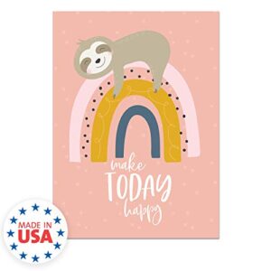 Canopy Street Encouragement Cards with Happy Rainbow and Sloth Design / 24 All Occasion Greeting Cards and Envelopes / 6 Cute Designs