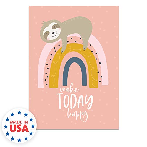 Canopy Street Encouragement Cards with Happy Rainbow and Sloth Design / 24 All Occasion Greeting Cards and Envelopes / 6 Cute Designs