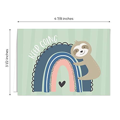Canopy Street Encouragement Cards with Happy Rainbow and Sloth Design / 24 All Occasion Greeting Cards and Envelopes / 6 Cute Designs