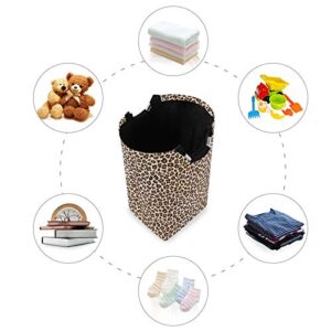 ALAZA Large Laundry Basket Leopard Print Animal Cheetah Laundry Bag Hamper Collapsible Oxford Cloth Stylish Home Storage Bin with Handles, 22.7 Inch