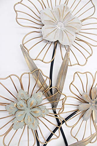 Funerom Vintage 14.6×23.6 inchs Metal Flowers Wall Decor,Metal Flower Wall Art for Indoor Outdoor Home Bedroom Living Room Garden