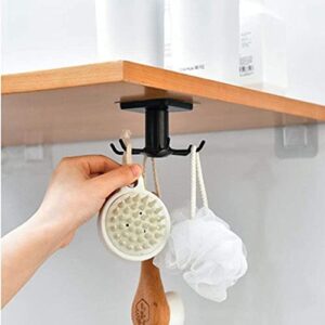 Under Cabinet Utensil Holder,Creative Cabinets Upside Down 6-Claw Position Can Be 360-Degree Rotation Hook Kitchen and Bathroom Ceiling Wall Hanging Hook, Hanging Organizer Rack