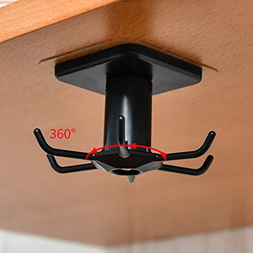 Under Cabinet Utensil Holder,Creative Cabinets Upside Down 6-Claw Position Can Be 360-Degree Rotation Hook Kitchen and Bathroom Ceiling Wall Hanging Hook, Hanging Organizer Rack