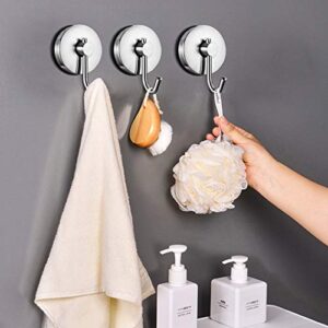 Shower Suction Cup Hooks Bathroom Towel Suction Holder Metal Coat Hook Heavy Duty Organizer for Kitchen/Bathroom/Restroom 304 Stainless Steel, Brushed Finish (2 Pack)