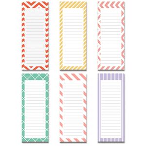 matican grocery list magnet pad for fridge, 6-pack magnetic note pads lists, 60 sheets per pad, 6 pastel geometric patterns, full magnet back to-do-list notepads