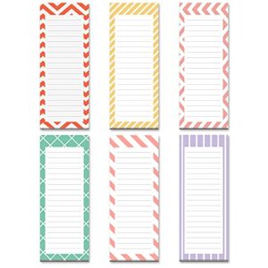 MATICAN Grocery List Magnet Pad for Fridge, 6-Pack Magnetic Note Pads Lists, 60 Sheets Per Pad, 6 Pastel Geometric Patterns, Full Magnet Back to-Do-List Notepads