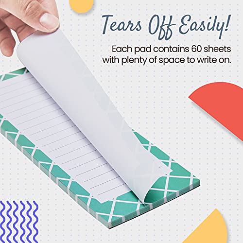 MATICAN Grocery List Magnet Pad for Fridge, 6-Pack Magnetic Note Pads Lists, 60 Sheets Per Pad, 6 Pastel Geometric Patterns, Full Magnet Back to-Do-List Notepads