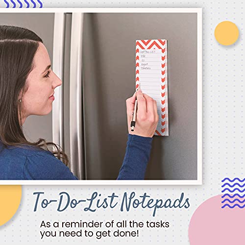 MATICAN Grocery List Magnet Pad for Fridge, 6-Pack Magnetic Note Pads Lists, 60 Sheets Per Pad, 6 Pastel Geometric Patterns, Full Magnet Back to-Do-List Notepads