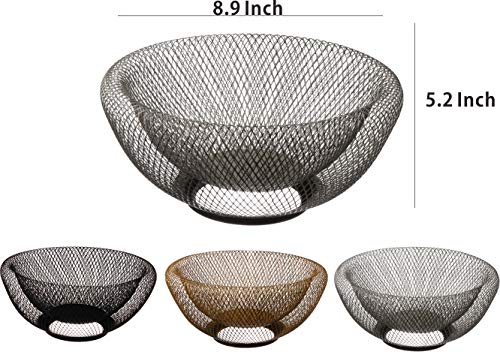 Cq acrylic Fruit Basket For Kitchen Counter,Fruit Basket With Banana Hanger For Kitchen Countertop,Fruit and Vegetable Storage Holder,Silver Metal Wire Modern Standing Fruit Basket