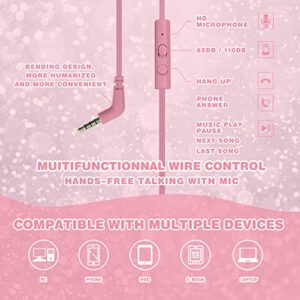 MIDOLA Kids Headphones Wired Volume Limited 85/110dB Over Ear Foldable with Shareport Headset Inline Cable AUX 3.5mm Mic for iPad Notebook Boy Girl Travel School Tablet Pink