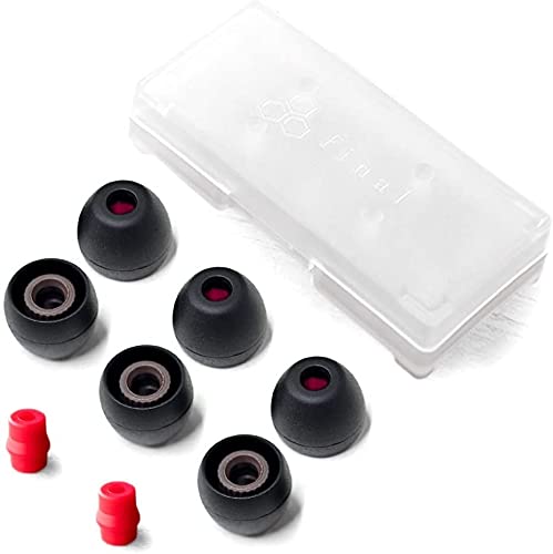 Final Audio Black+Black/Red Silicone Type E Eartips kit with Case and Nozzle Adapter Compatible with 1More, AKG, Audio-Technica, Beats by Dre, Campfire Audio, Empire Ears, Shure, Sony, Westone (Small)