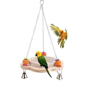 Litewoo Bird Hammock Bed Hanging Swing Nest Cotton Weave Hemp Rope Hut with Colorful Bells and Chew Toy for Parrot Parakeet Cockatiel Conure Lovebird Budgie