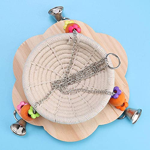 Litewoo Bird Hammock Bed Hanging Swing Nest Cotton Weave Hemp Rope Hut with Colorful Bells and Chew Toy for Parrot Parakeet Cockatiel Conure Lovebird Budgie