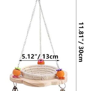 Litewoo Bird Hammock Bed Hanging Swing Nest Cotton Weave Hemp Rope Hut with Colorful Bells and Chew Toy for Parrot Parakeet Cockatiel Conure Lovebird Budgie