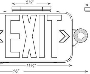 Litufine Double Face LED Combo Emergency EXIT Sign with 2 Adjustable Head Lights and Back Up Batteries- US Standard Red Letter Emergency Exit Lighting, UL 924 and CEC Qualified, 120-277 Voltage